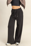 Flowy Knit Drawstring Pants (Black)