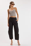 Gingham Checker Scallop Lace Trim Cami Crop Top