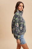 Floral Sherpa Snap Button Pullover