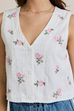 Rose Embroidered Vest Top