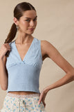 Scallop Lace Clip Dot Bust Smocked Body Crop Top