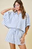 Striped Blue Shirt & Shorts Set