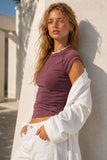 Washed Ribbed Fitted Top (Burgundy)