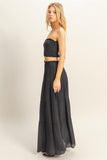 Elsie Smocked Strapless Top And Skirt Set (Black)