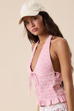 Halter V-neck Open Back Tie Top