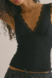 Free People Loved You First Lace Cami (Black)