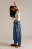 We The Free Good Luck Mid-Rise Barrel Jeans (Ultra Light Beam)