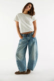 We The Free Good Luck Mid-Rise Barrel Jeans (Ultra Light Beam)