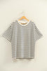 Striped Short Sleeve Oversized Cotton Tee (Black)