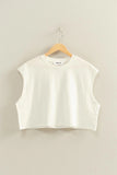 Crew Neck Boxy Cropped Top (White)