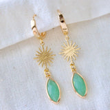 Sun Huggie Hoop Earrings - Green