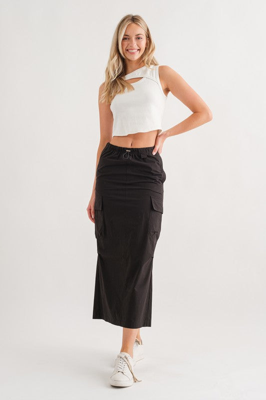 Mia Cargo Maxi Skirt (Black)