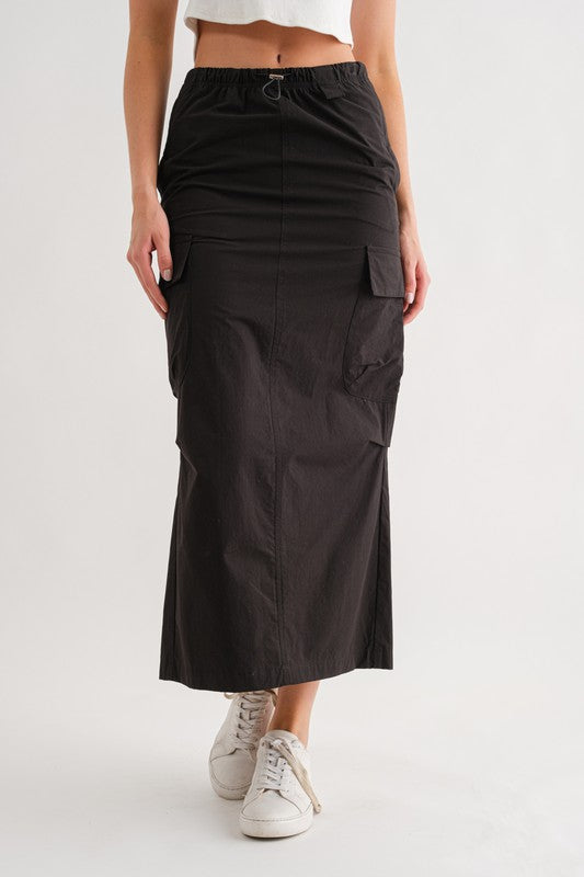 Mia Cargo Maxi Skirt (Black)