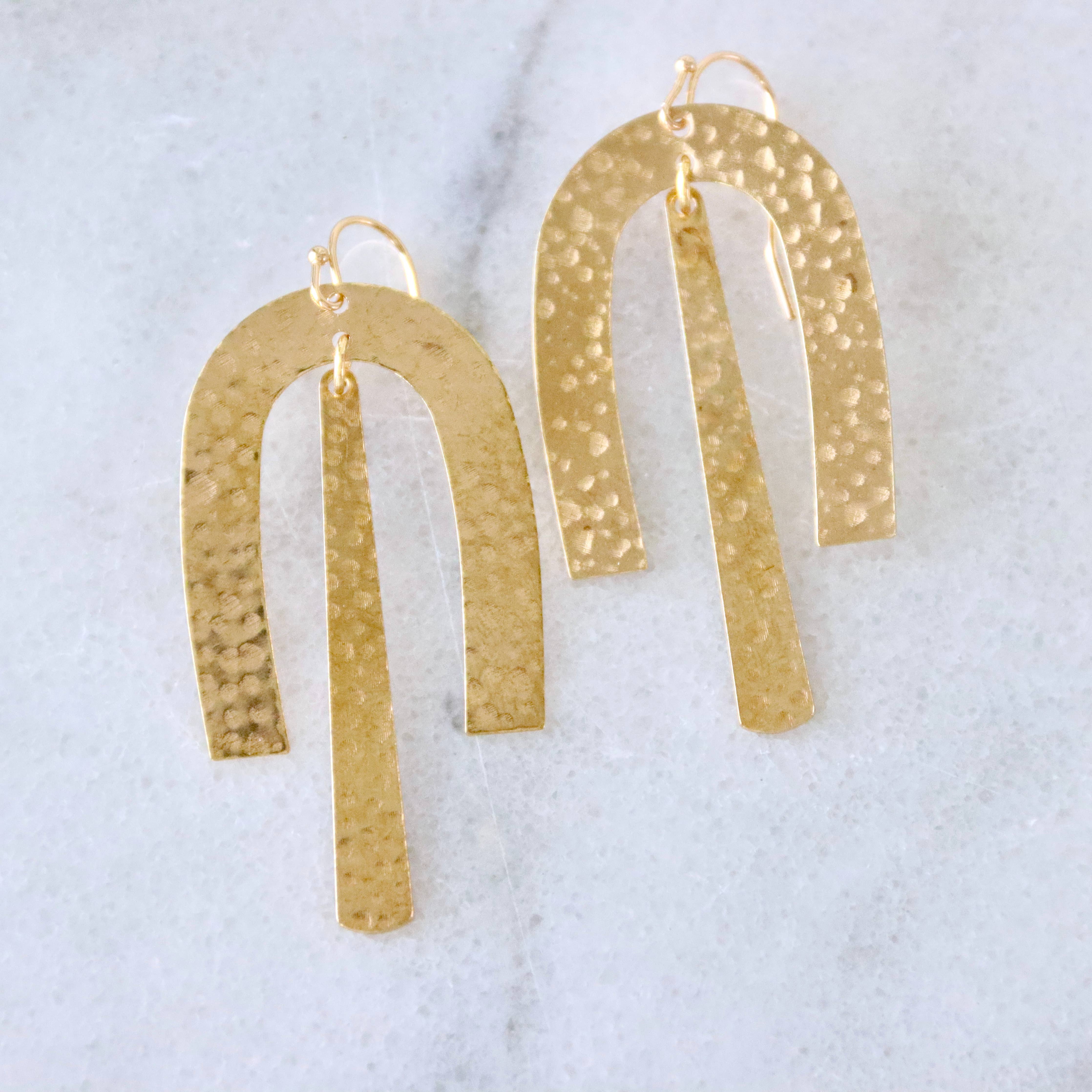 Hammered Brass Statment Earrings