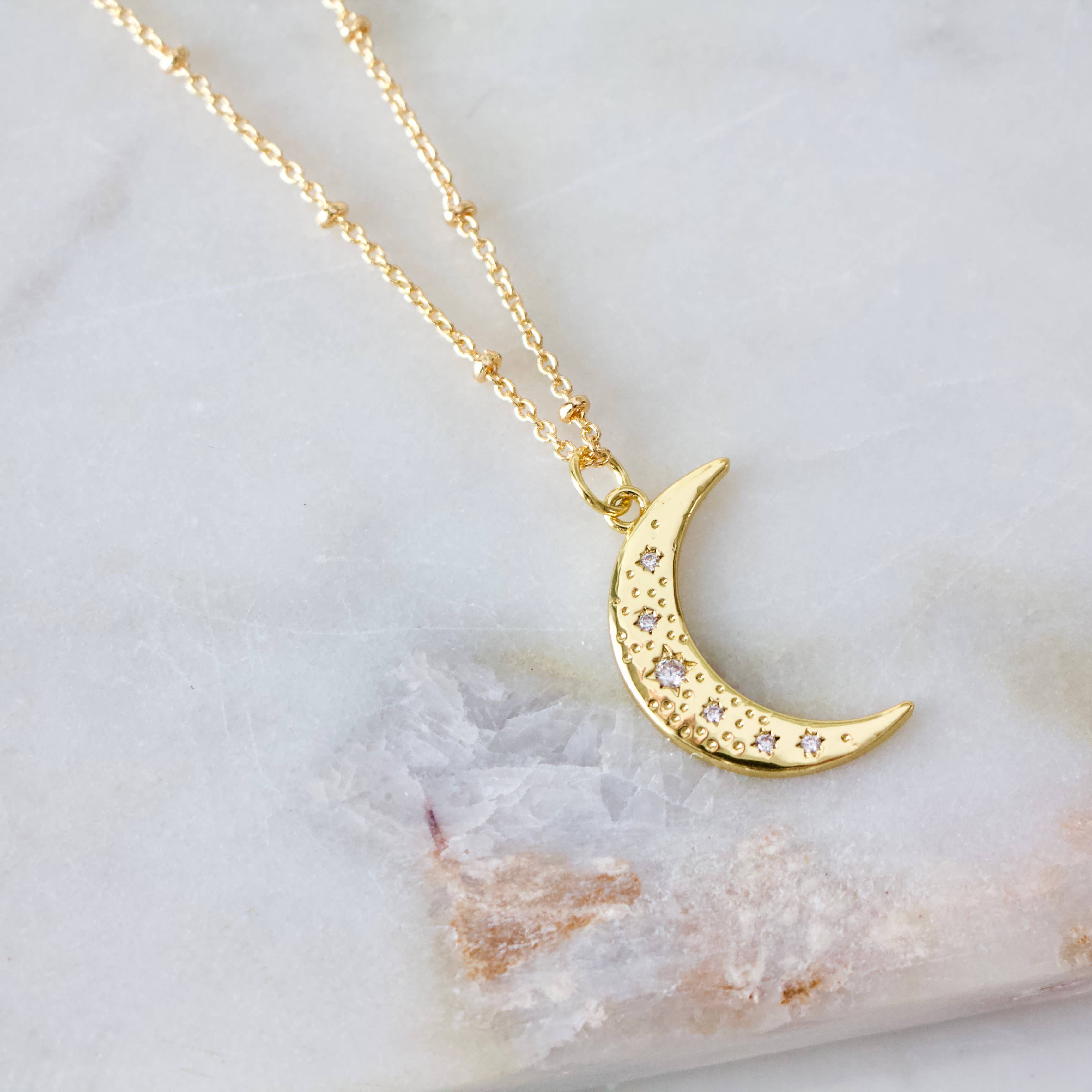 CZ Crescent Moon Necklace